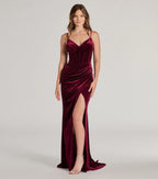 Fia Velvet Corset Mermaid Prom Dress – Sweetheart Wrap Long Formal Gown