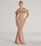 Halsey Glitter Mermaid Prom Dress – Off-Shoulder Ruffled Formal Gown