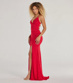 Ellora Glitter Mermaid Prom Dress – Lace-Up V-Neck Long Formal Gown