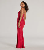 Harley Glitter Cutout Column Prom Dress – Cowl Neck Long Formal Gown