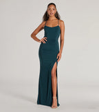 Ashley Bow Mermaid Prom Dress – Sleeveless High Slit Long Formal Gown
