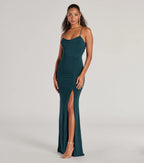 Ashley Bow Mermaid Prom Dress – Sleeveless High Slit Long Formal Gown