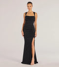 Drew Glitter Mermaid Prom Dress – Open Back Cowl Neck Long Formal Gown