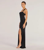Drew Glitter Mermaid Prom Dress – Open Back Cowl Neck Long Formal Gown