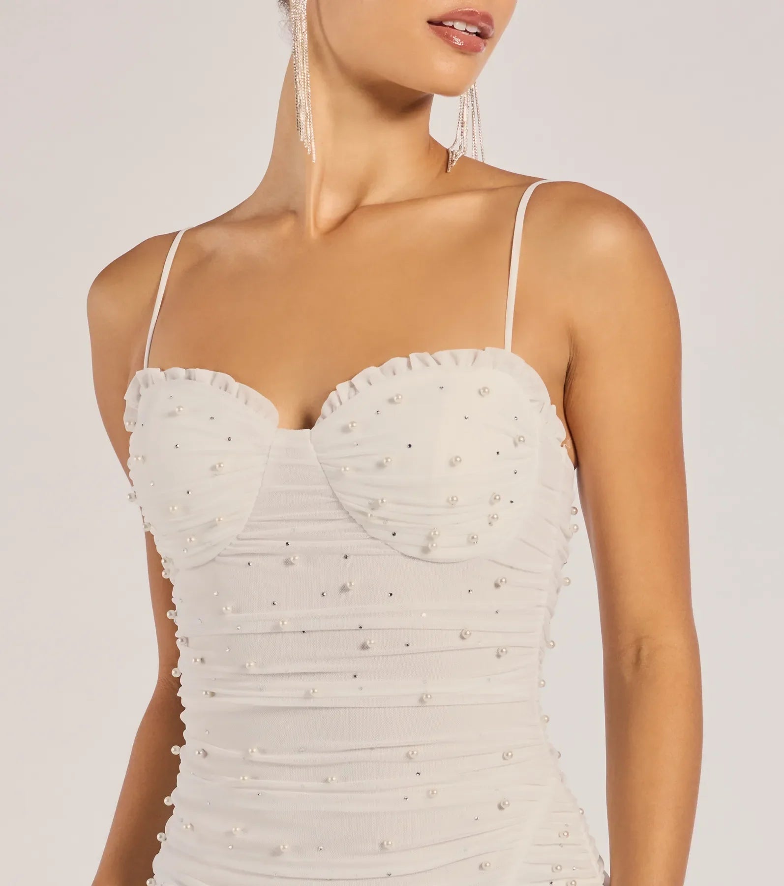 Milena Faux Pearl Mesh Mermaid Prom Dress – High Slit Long Formal Gown