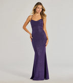 Rae Glitzer Meerjungfrau Abendkleid Lila – Frontansicht Ballkleid