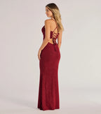 Rae Glitzer Ballkleid Weinrot Seitenansicht