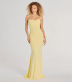 Rowan Glitter Ruched Mermaid Prom Dress – Open Back Long Formal Gown