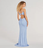 Rowan Glitter Ruched Mermaid Prom Dress – Open Back Long Formal Gown