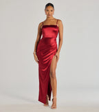 Carolina Wickelkleid Burgund Seitenansicht mit Beinschlitz