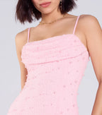 Klara Faux Pearl Beaded Column Prom Dress – Cowl Neck Long Formal Gown