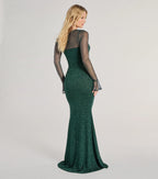 Connie Glitter Long Sleeve Column Prom Dress – Sweetheart Long Formal Gown