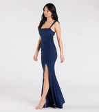 Drew Glitter Mermaid Prom Dress – Open Back Cowl Neck Long Formal Gown