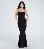 Wendy Glitter Mermaid Prom Dress – Square Neck Sleeveless Formal Gown