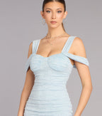 Floral Lace Cold-Shoulder Mini Dress – Sweetheart Bodycon Ruched Dress