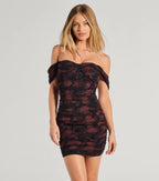 Floral Ruched Mini Dress – Sweetheart Cold Shoulder Bodycon Party Dress