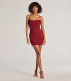 Rhinestone Mesh Strappy Back Mini Dress – Cowl Neck Open Back Bodycon Party Dress