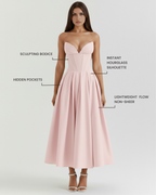 Pink Corseted Ball Gown with Voluminous Skirt – Wedding Guest Prom Formal Dress