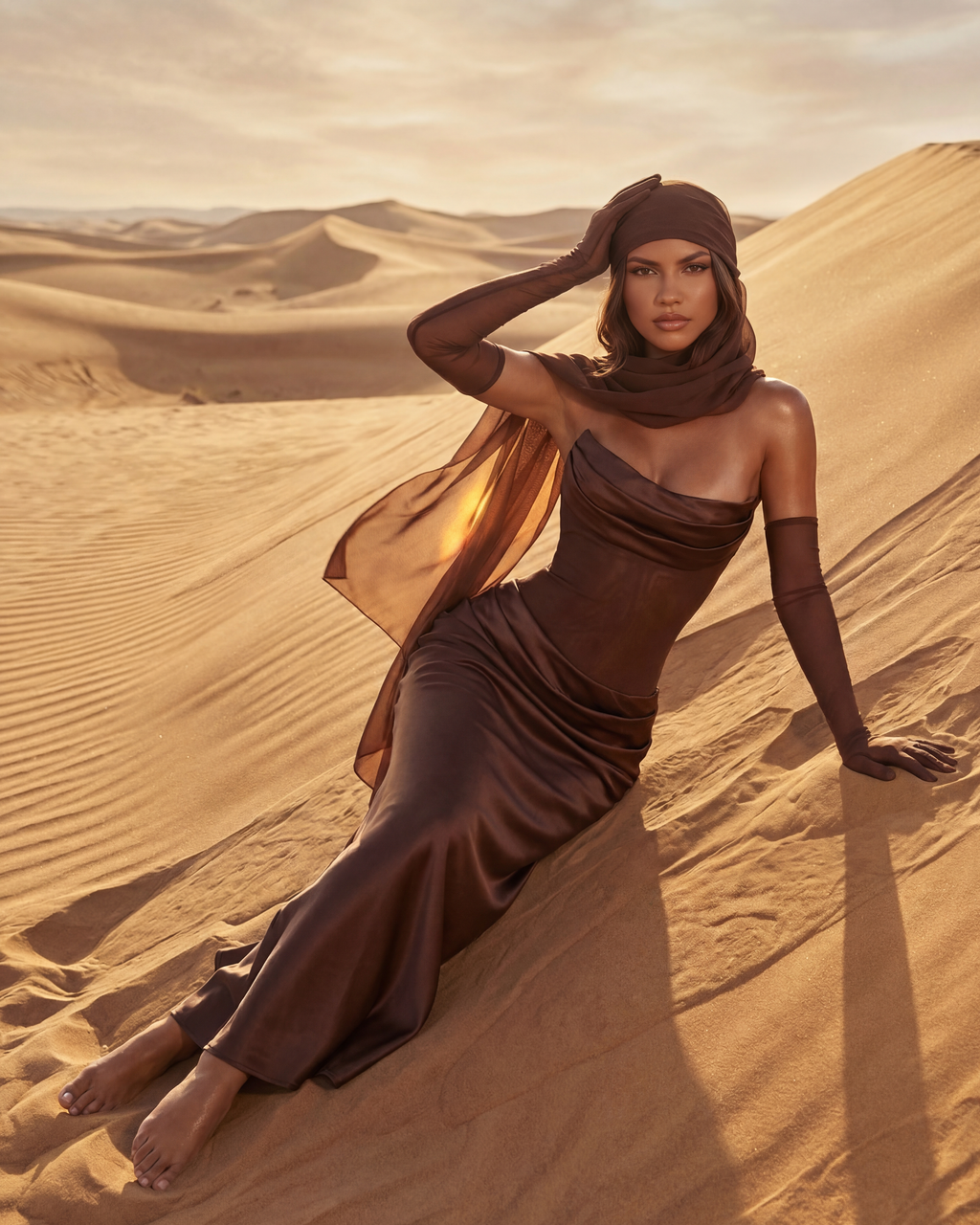Brown Strapless Lace-Up Asymmetric Maxi Gown – Black Tie Wedding Guest Dress
