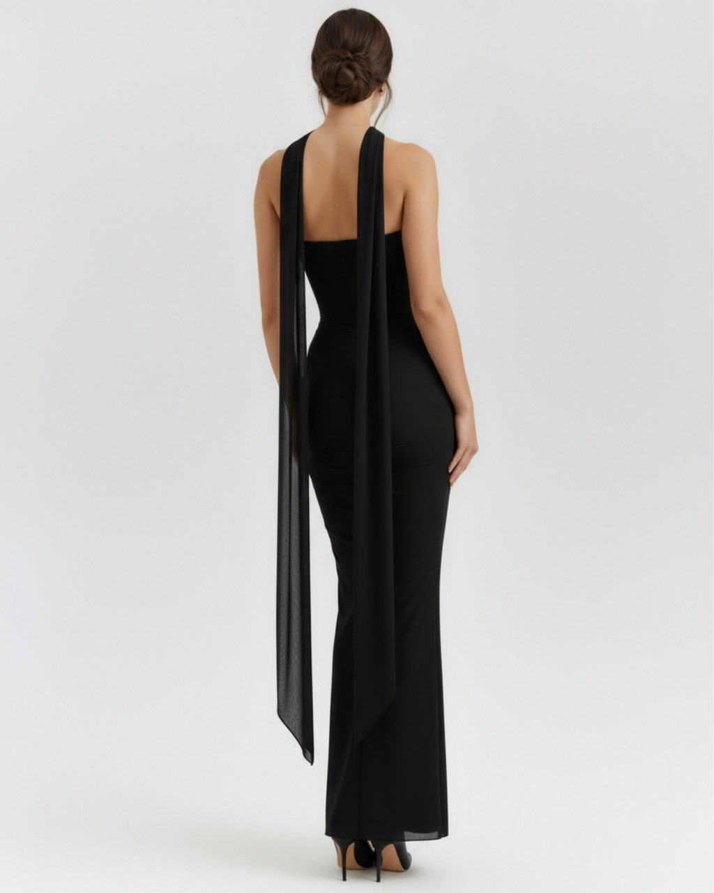 Mesh Corset Maxi Skirt & Scarf Three-Piece Set – Elegant Wedding Guest Outfit