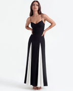 Cream A-Line Paneled Midi Dress – Elegant Wedding Guest Garden Party Outfit
