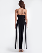 Cream A-Line Paneled Midi Dress – Elegant Wedding Guest Garden Party Outfit
