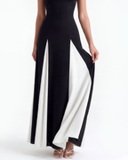 Cream A-Line Paneled Midi Dress – Elegant Wedding Guest Garden Party Outfit
