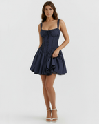 Sweetheart Lace-Up Mini Dress – Feminine Wedding Guest Party Outfit