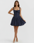 Sweetheart Lace-Up Mini Dress – Feminine Wedding Guest Party Outfit