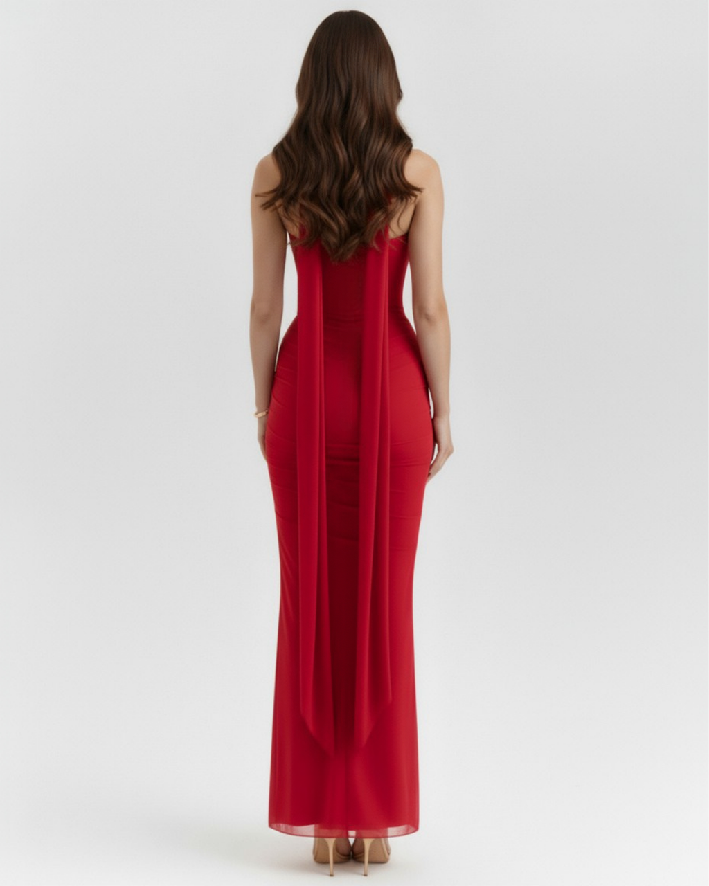 Mesh Corset Maxi Dress Set – 3-Piece Corset Skirt & Scarf Wedding Guest Evening Outfit
