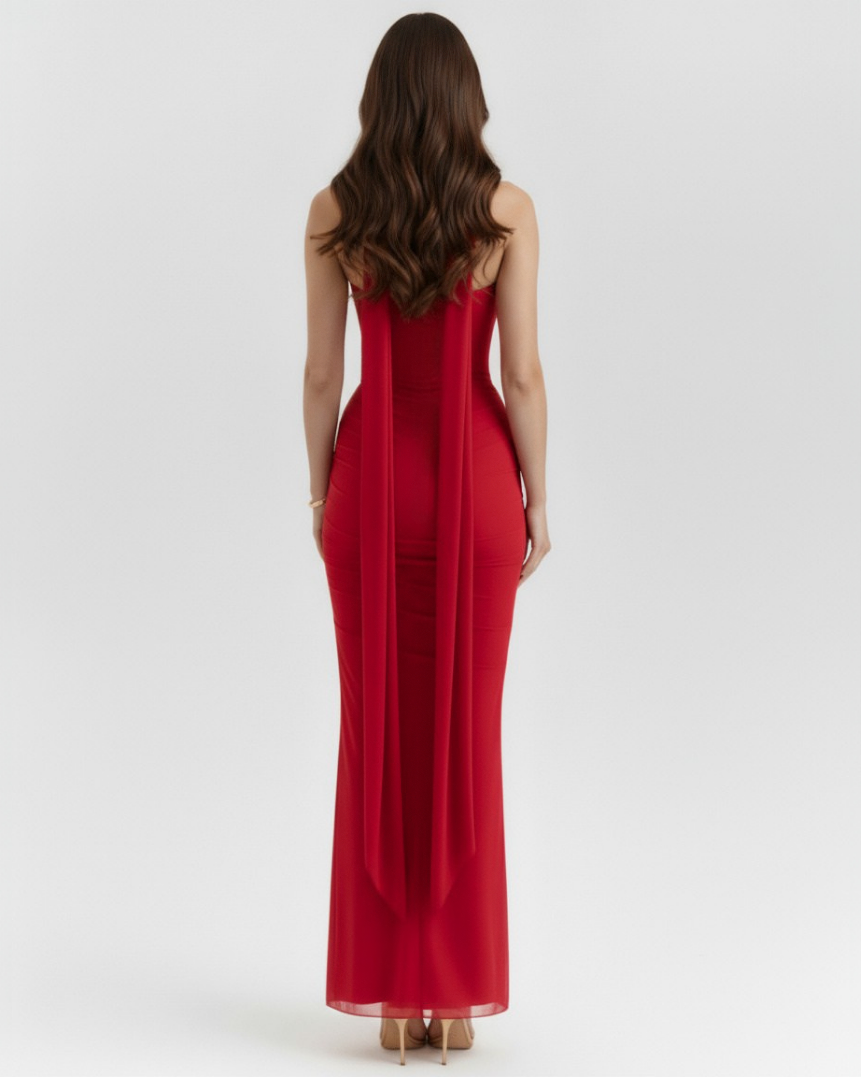 Mesh Corset Maxi Dress Set – 3-Piece Corset Skirt & Scarf Wedding Guest Evening Outfit
