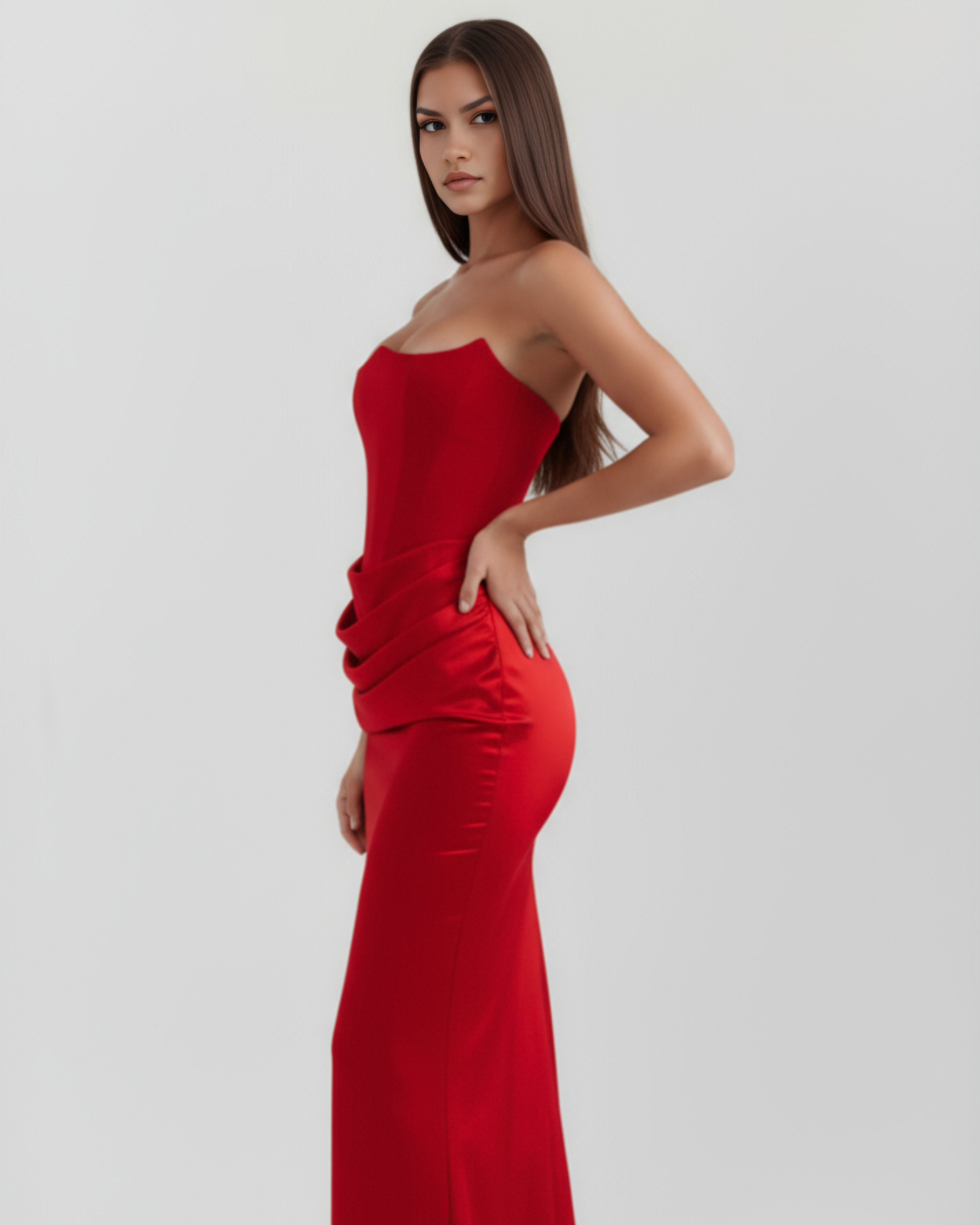 Black Boned Corset Crepe Long Gown – Glamorous Wedding Guest Formal Dress