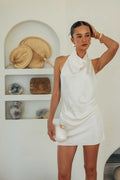 Cowl Neck Mini Dress – Graduation Dress & Elegant White Party Gown
