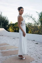Lace Satin Maxi Dress – Graduation Gown & Elegant Evening Dress