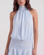 Babydoek Chiffon Halter Asymmetrische Minijurk – Romantische Trouwgast Zomeroutfit