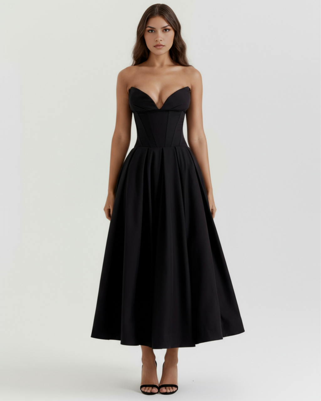Corseted Ball Gown with Voluminous Skirt – Prom Wedding Guest Formal Dress