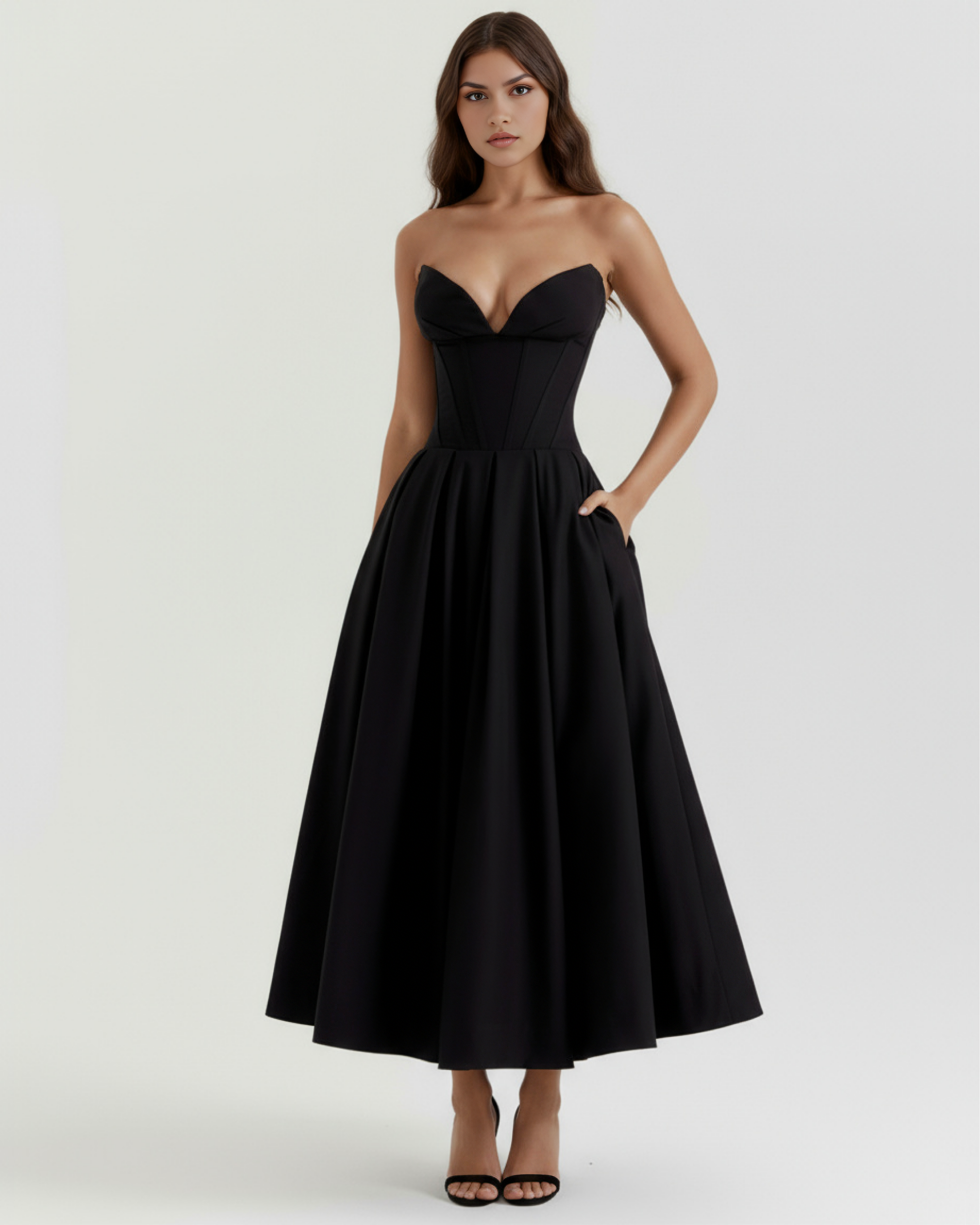 Corseted Ball Gown with Voluminous Skirt – Prom Wedding Guest Formal Dress