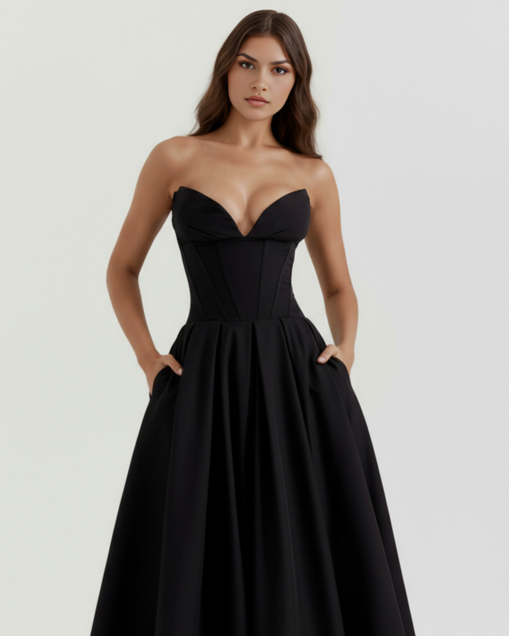 Corseted Ball Gown with Voluminous Skirt – Prom Wedding Guest Formal Dress