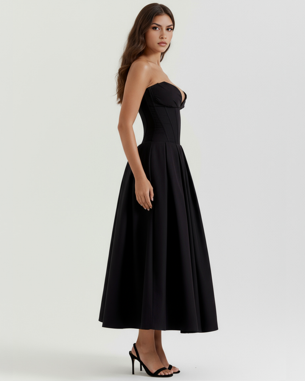Corseted Ball Gown with Voluminous Skirt – Prom Wedding Guest Formal Dress