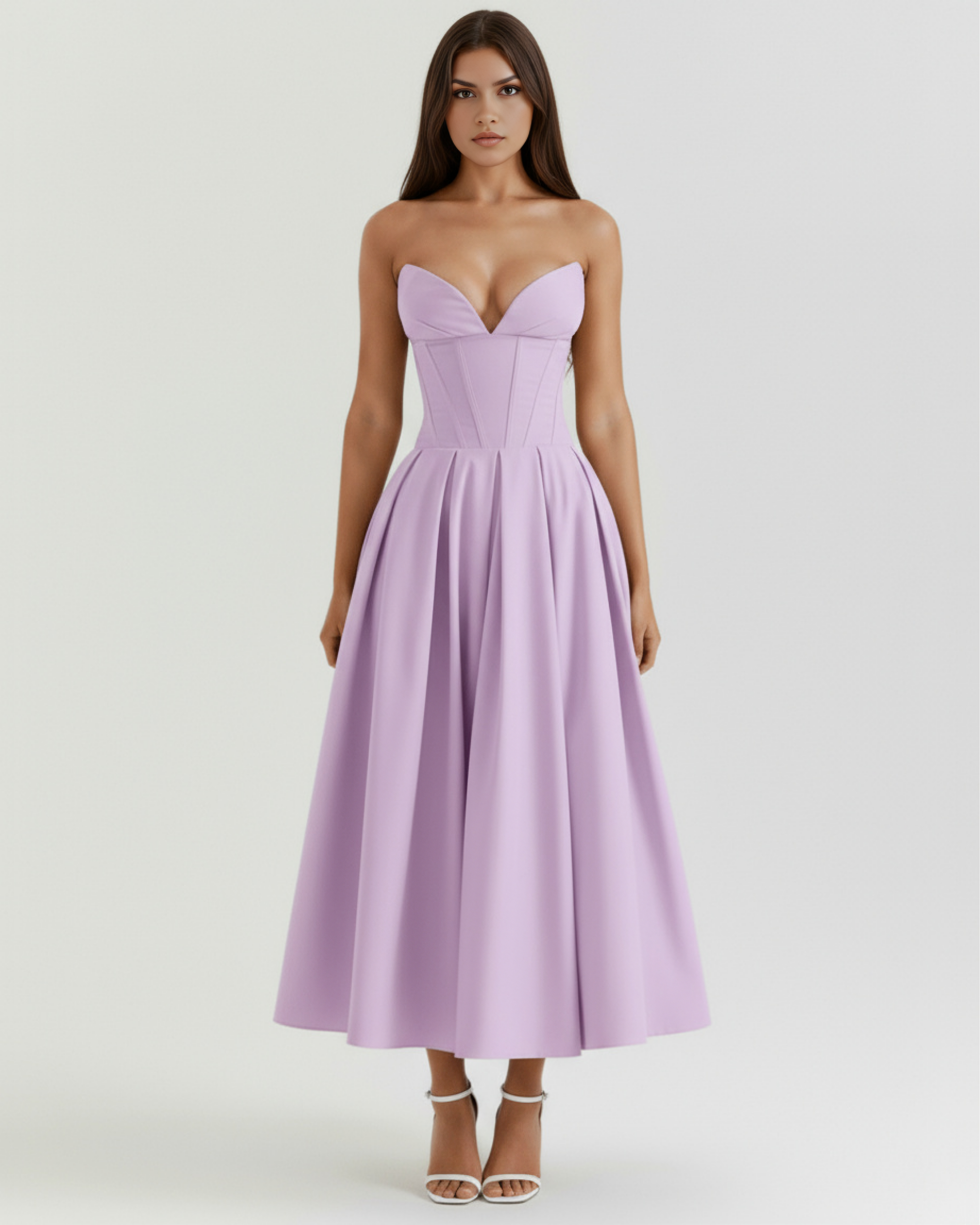 Violet Boned Corseted Ball Gown – Voluminous Skirt Wedding Guest Prom Formal Dress 2026