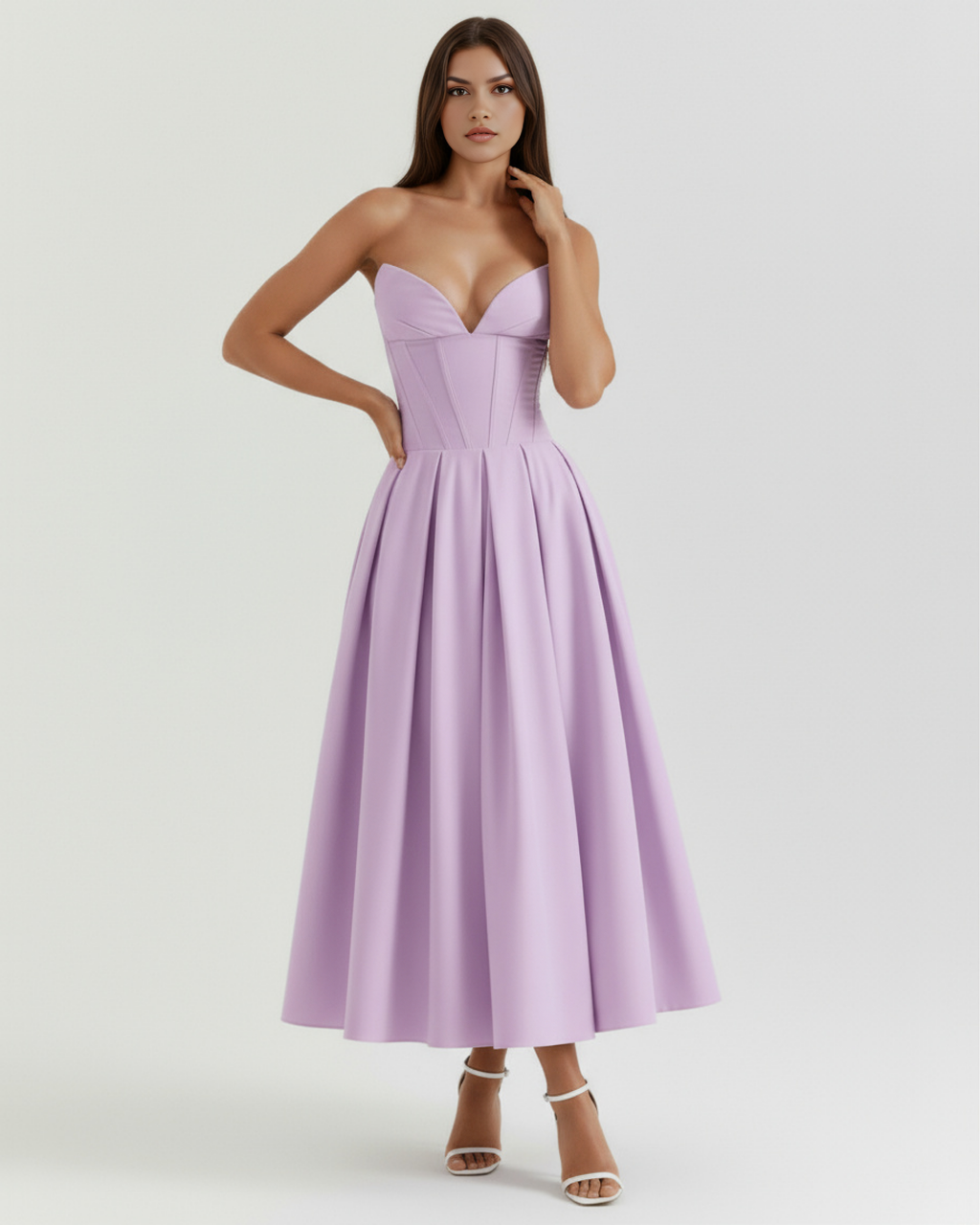 Violet Boned Corseted Ball Gown – Voluminous Skirt Wedding Guest Prom Formal Dress 2026