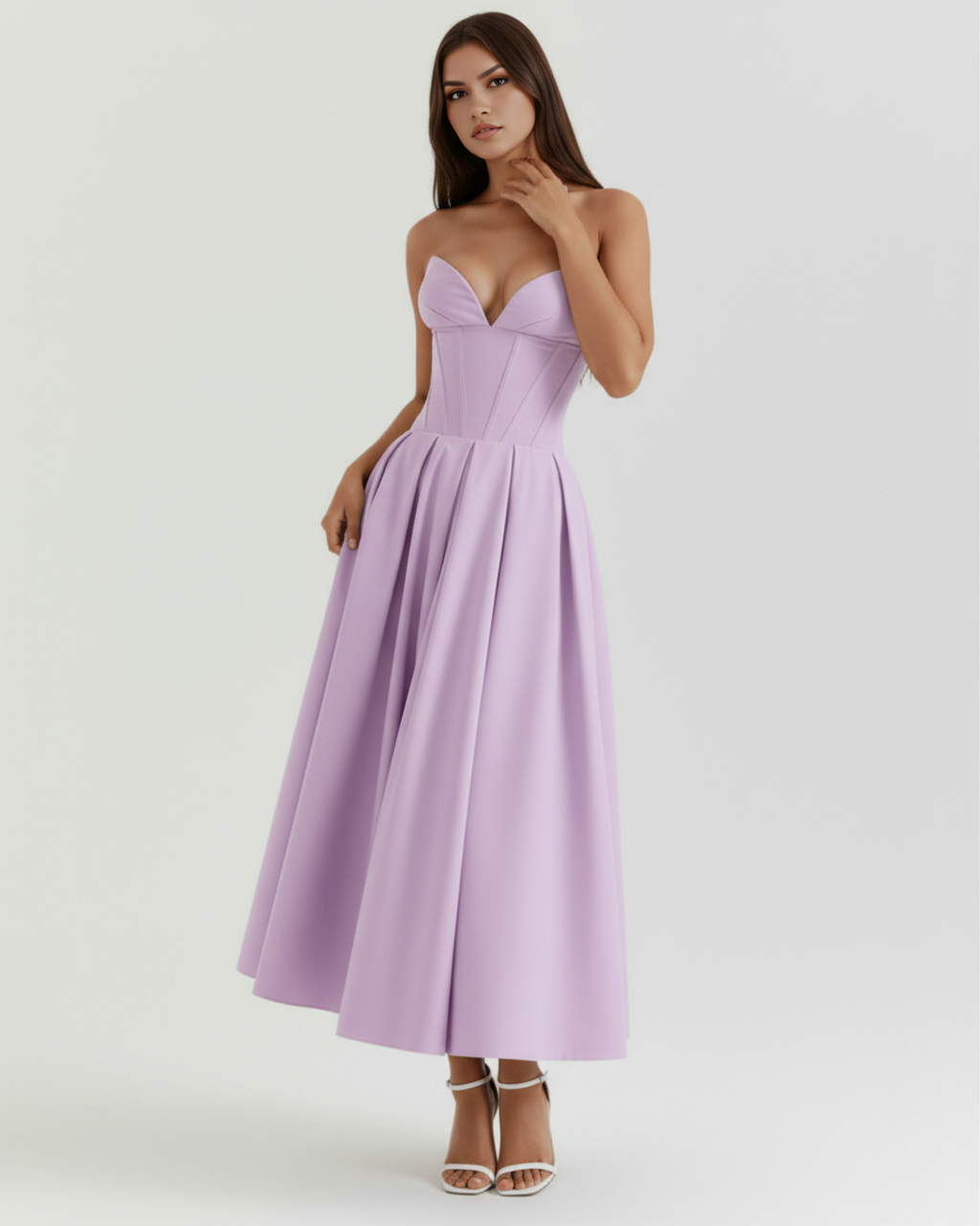 Violet Boned Corseted Ball Gown – Voluminous Skirt Wedding Guest Prom Formal Dress 2026