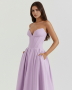 Violet Boned Corseted Ball Gown – Voluminous Skirt Wedding Guest Prom Formal Dress 2026