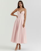 Pink Corseted Ball Gown with Voluminous Skirt – Wedding Guest Prom Formal Dress