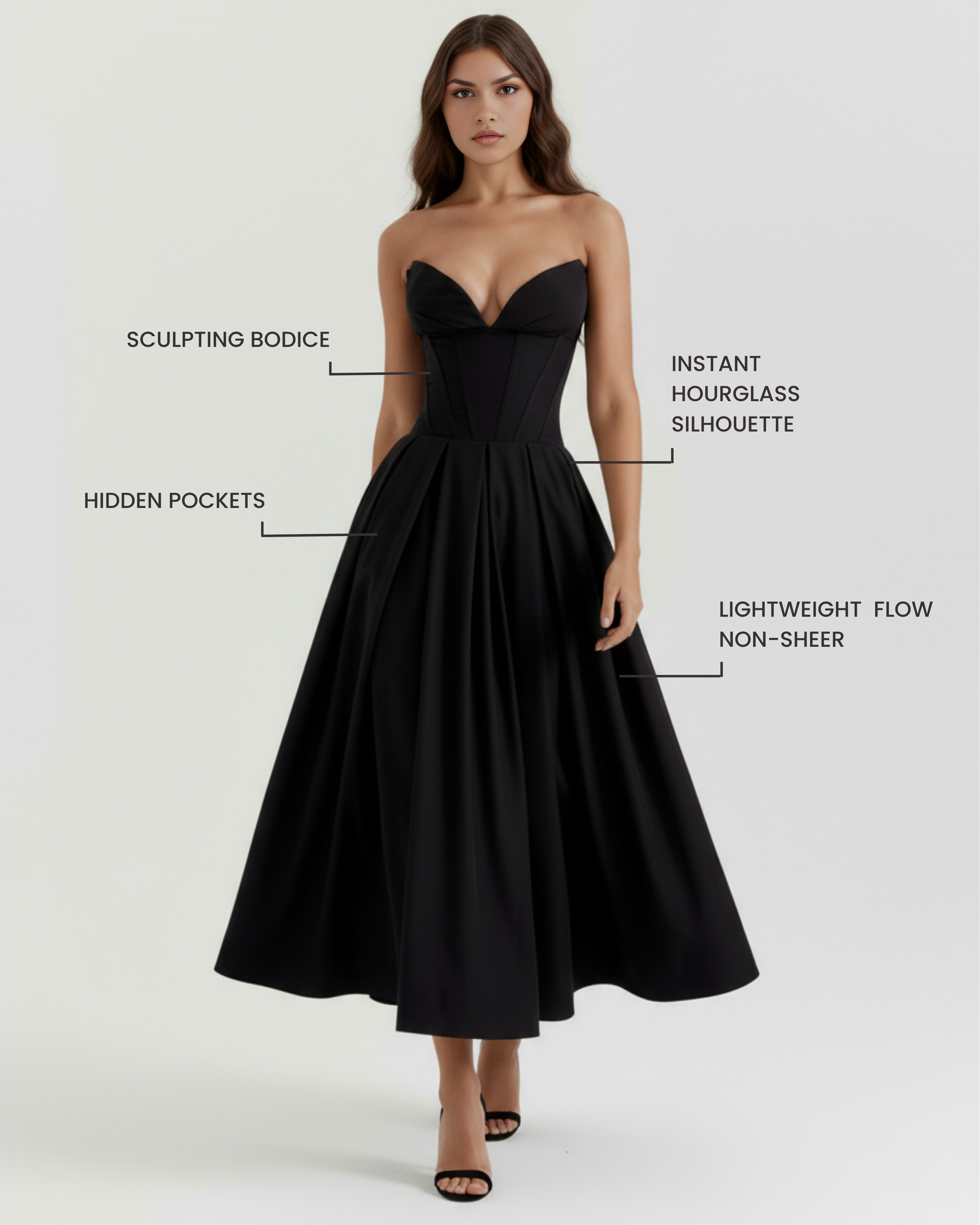 Corseted Ball Gown with Voluminous Skirt – Prom Wedding Guest Formal Dress