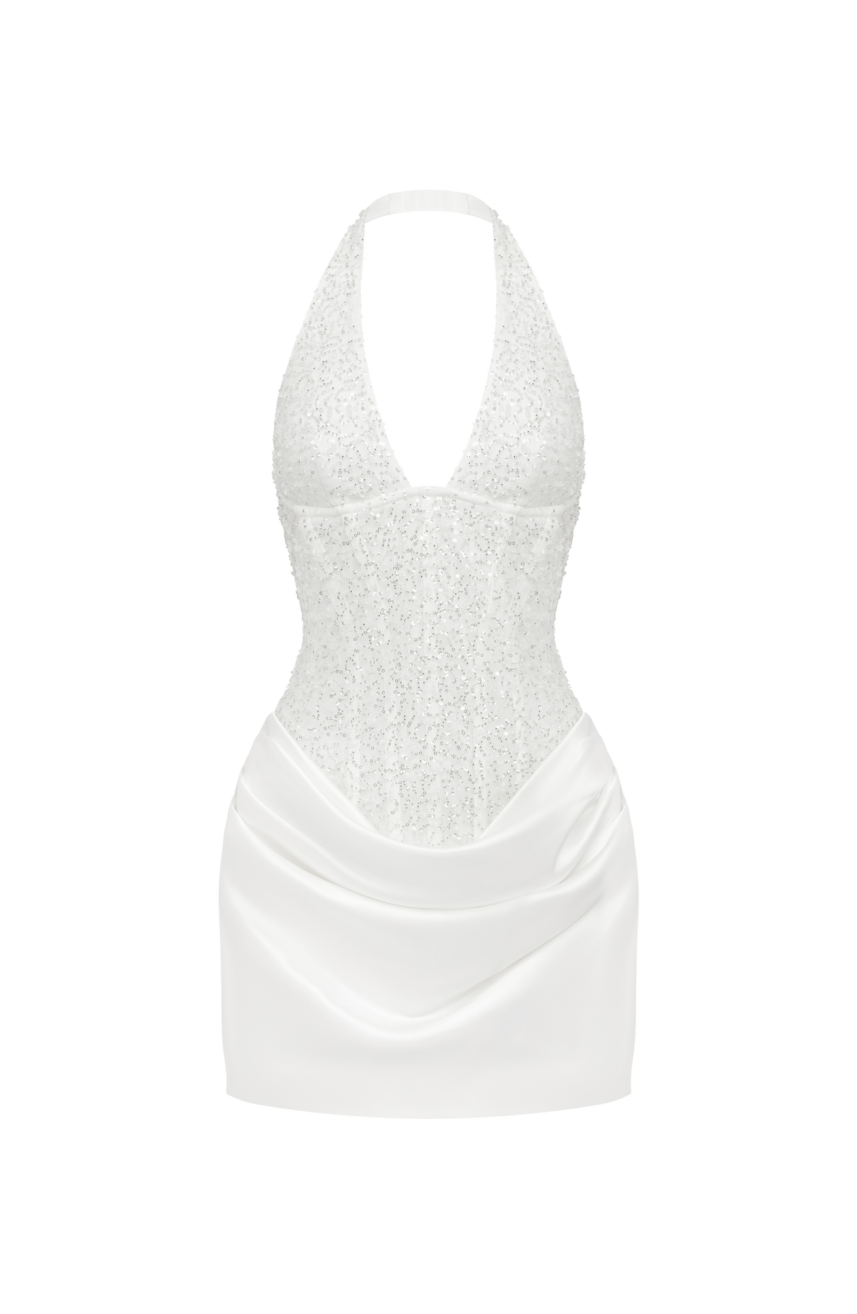 Weißes Pailletten-Minikleid mit Korsett-Oberteil – Standesamt & Junggesellinnenabschied