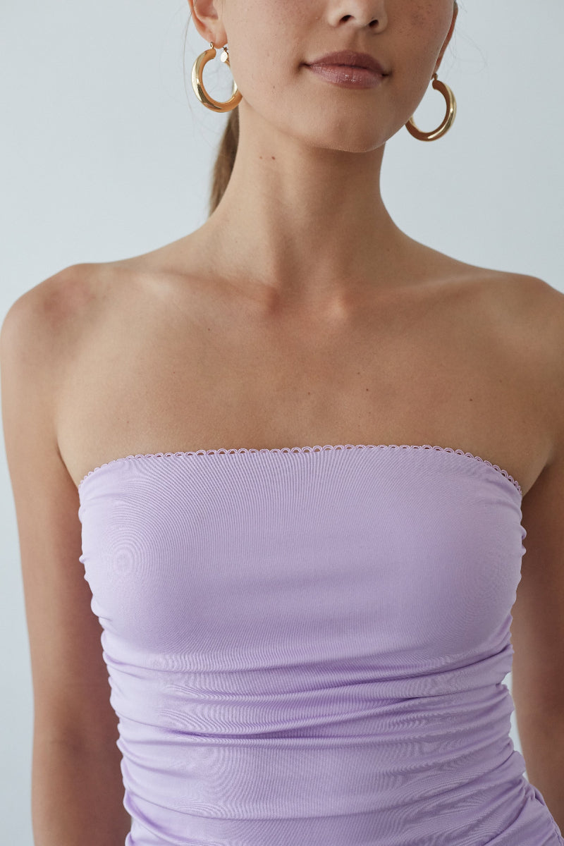 Strapless Ruched Bodycon Ruffle Hem Mini Dress – Chic Bridesmaid Wedding Guest Party Outfit