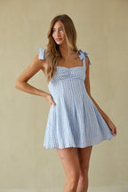 Gingham Bow Strap Mini Dress – Bridal Graduation Dress & Summer Gown