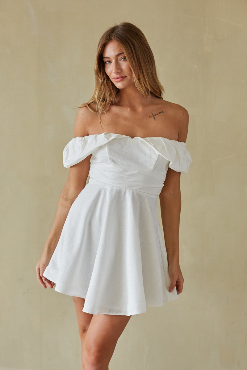 Ava Fit and Flare Mini Dress – Flirty Pink & White Graduation Party Dress