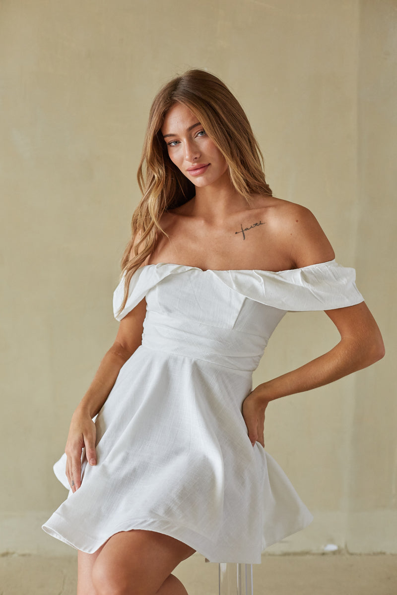Ava Fit and Flare Mini Dress – Flirty Pink & White Graduation Party Dress